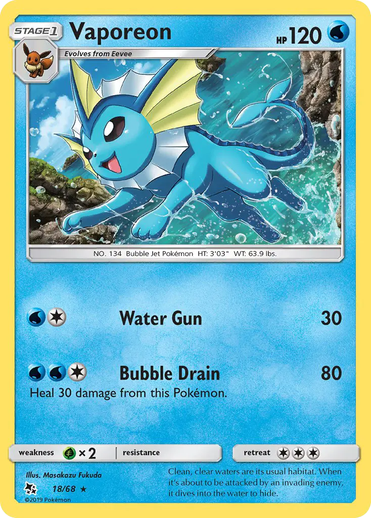 Vaporeon, Pokémon card