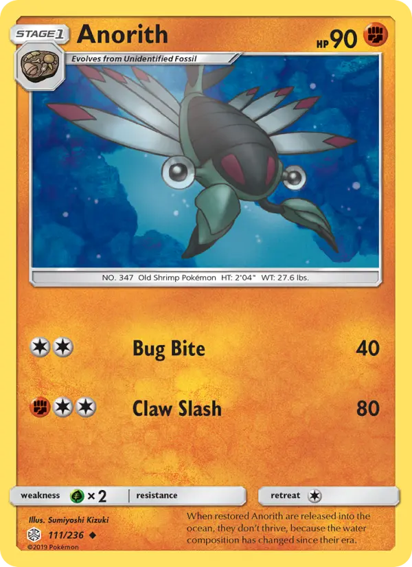 Anorith, Pokémon card