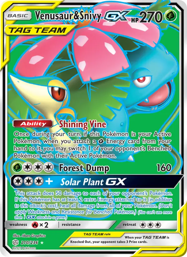 Venusaur & Snivy GX, Pokémon card
