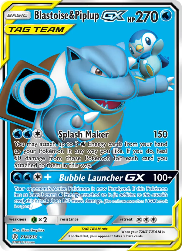 Blastoise & Piplup GX, Pokémon card