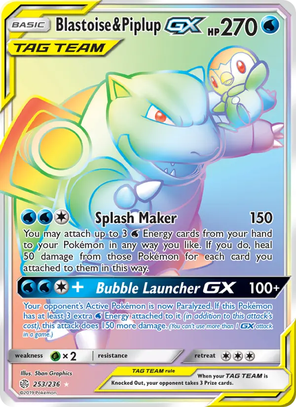 Blastoise & Piplup GX, Pokémon card