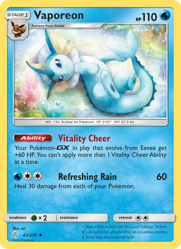 Vaporeon, Pokémon card