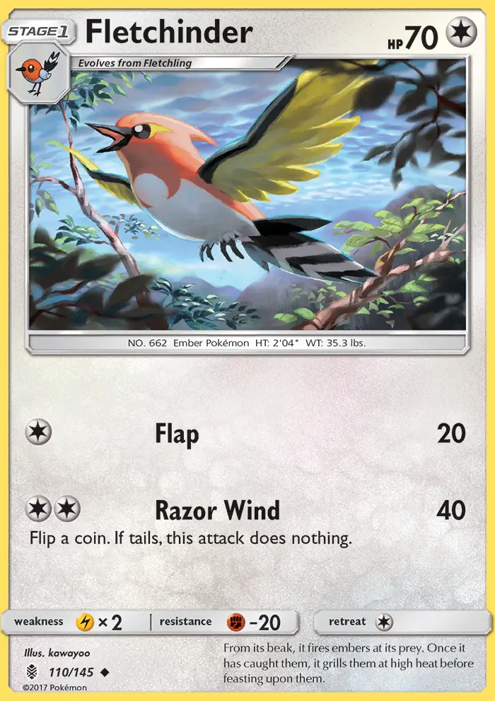 Fletchinder, Pokémon card