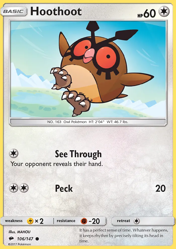 Hoothoot, Pokémon card