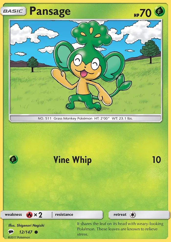 Pansage, Pokémon card