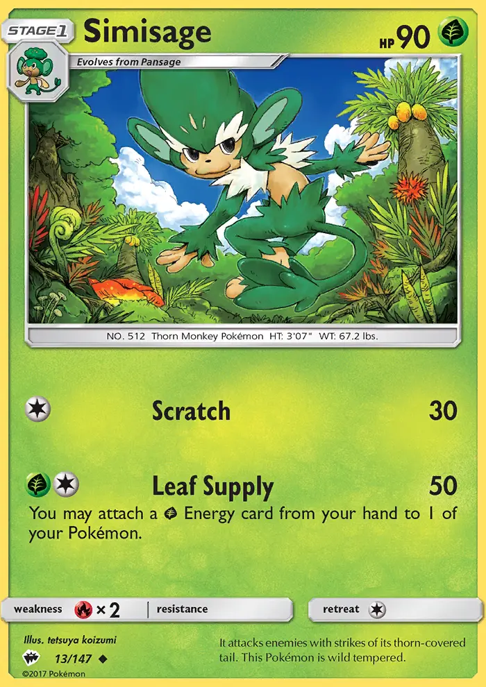 Simisage, Pokémon card