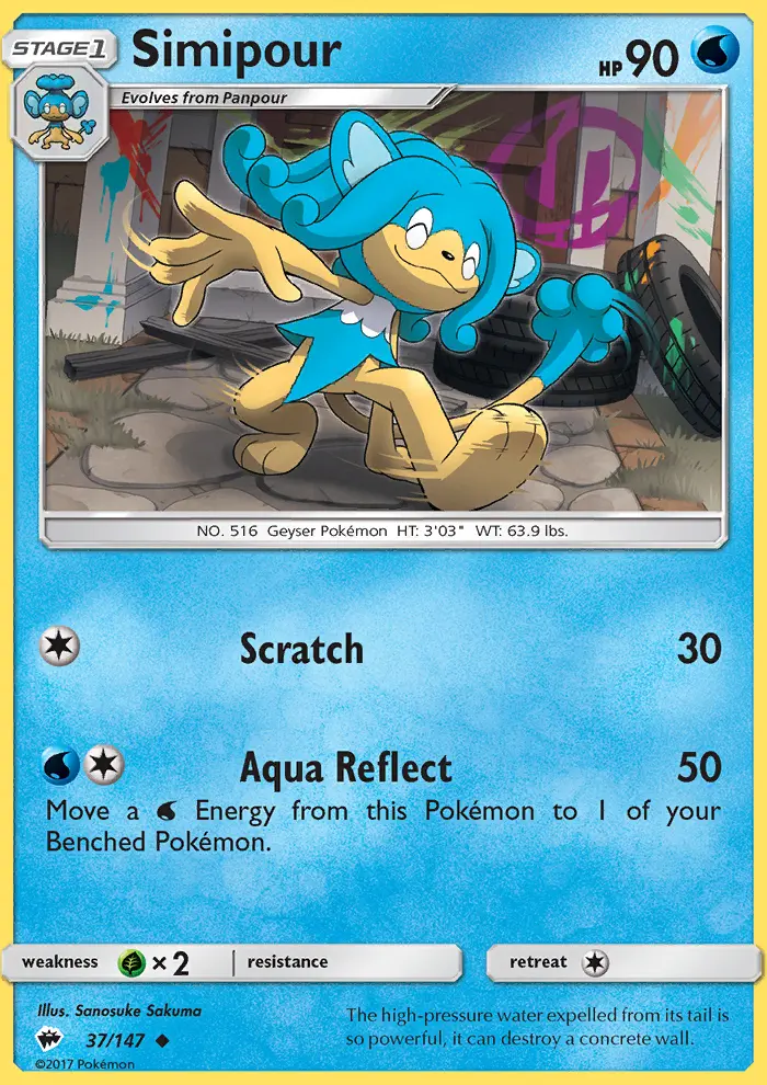 Simipour, Pokémon card