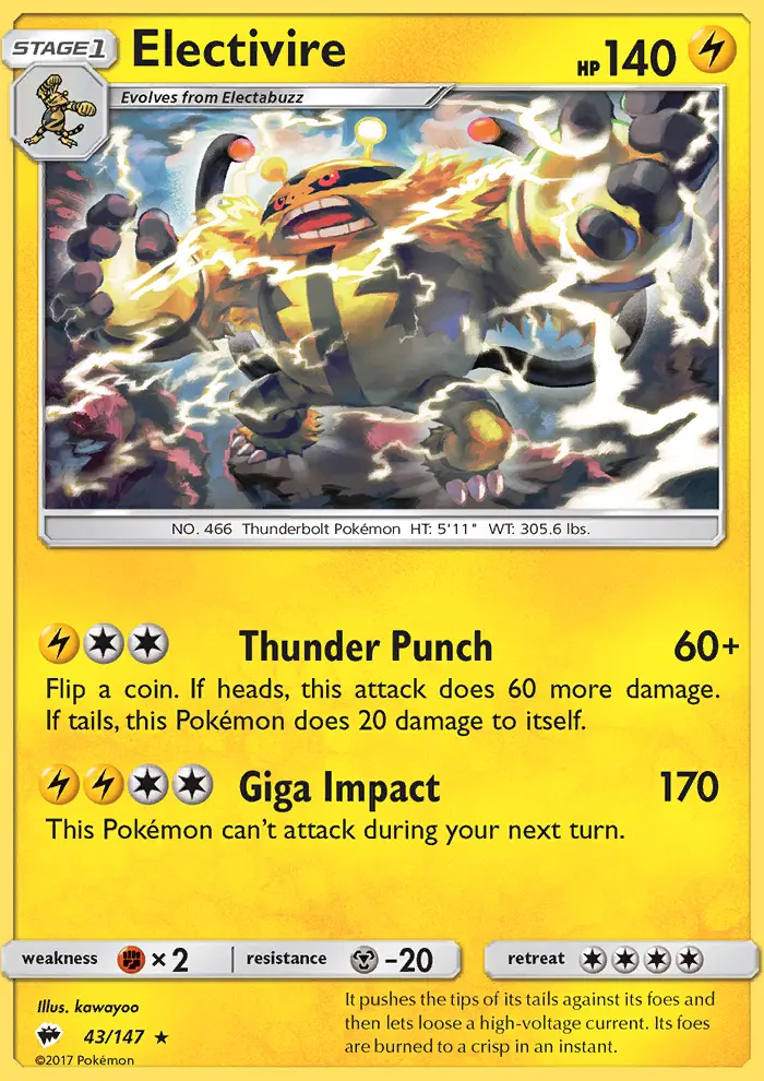 Electivire, Pokémon card