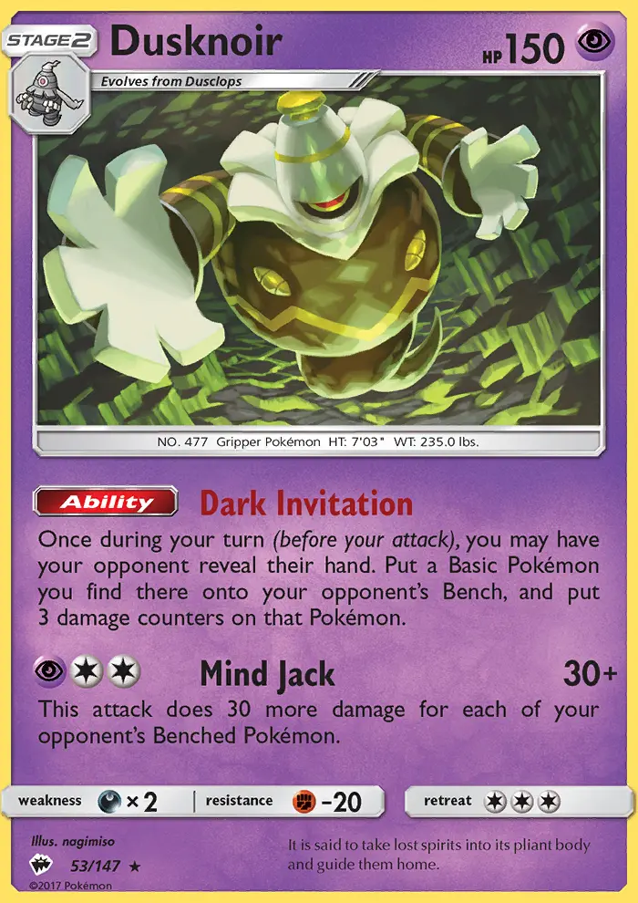 Dusknoir, Pokémon card