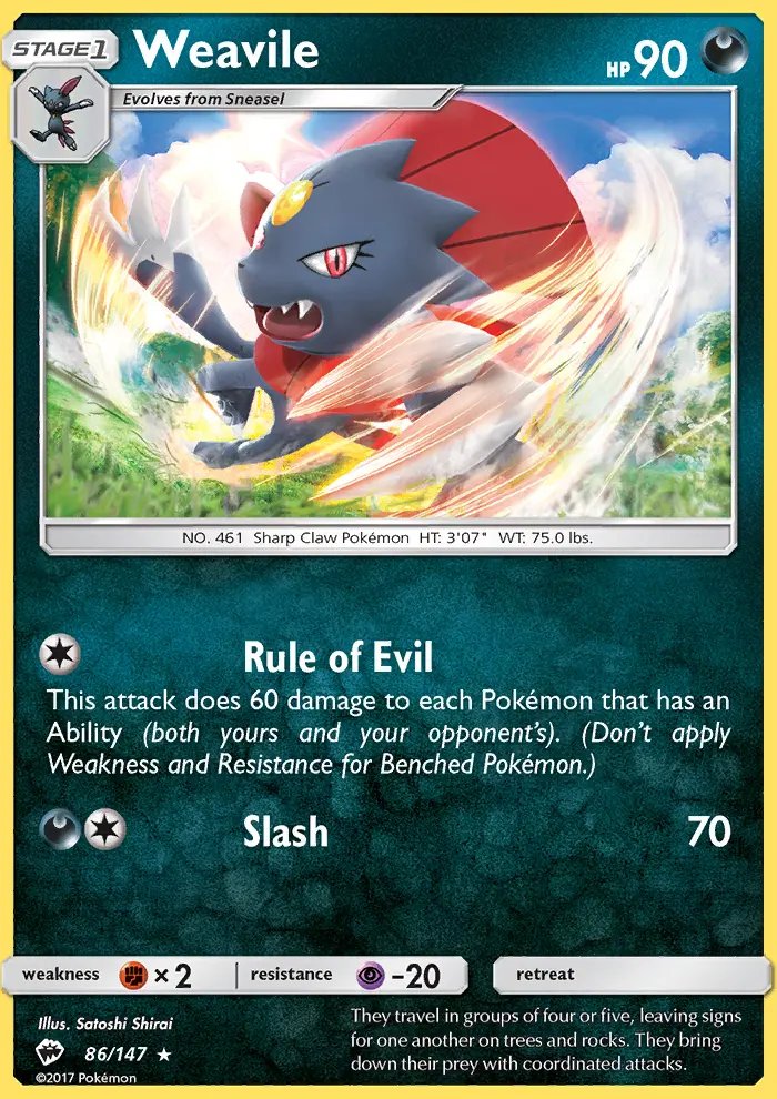 Weavile, Pokémon card