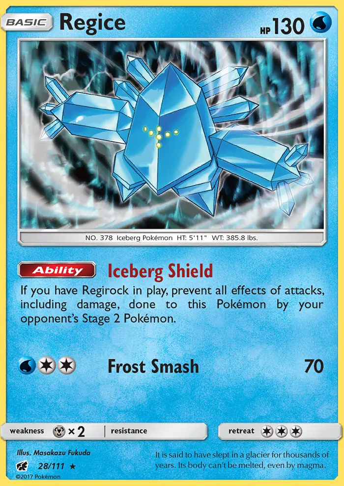 Regice, Pokémon card