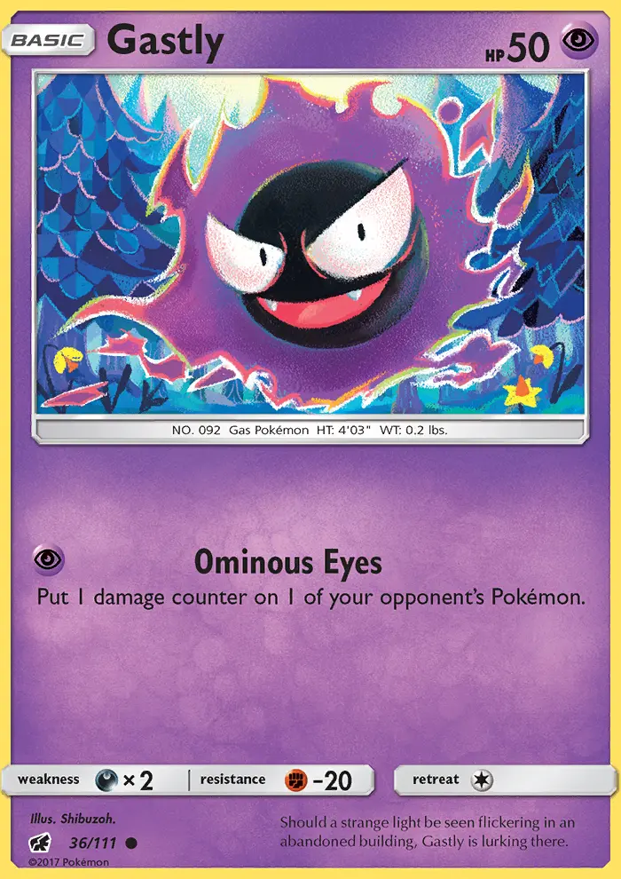 Gastly, Pokémon card