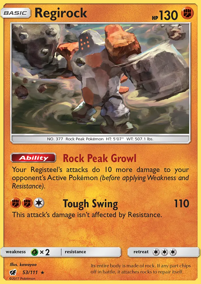 Regirock, Pokémon card