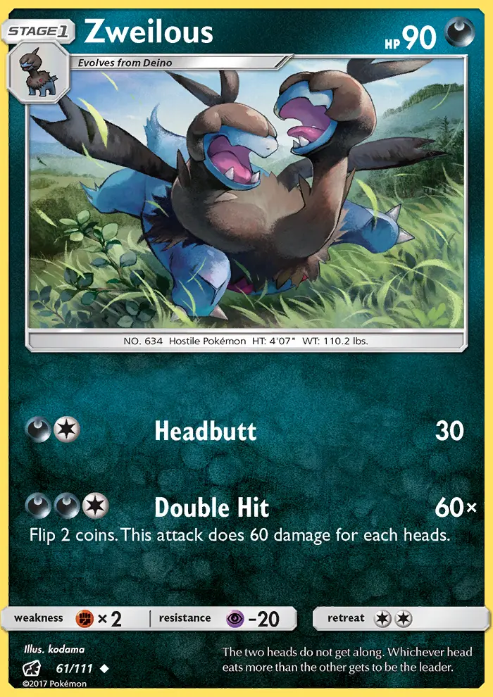 Zweilous, Pokémon card
