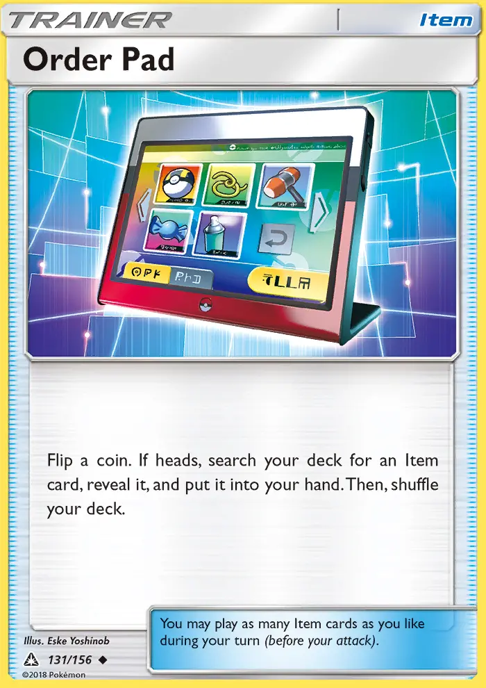 Order Pad, Pokémon card