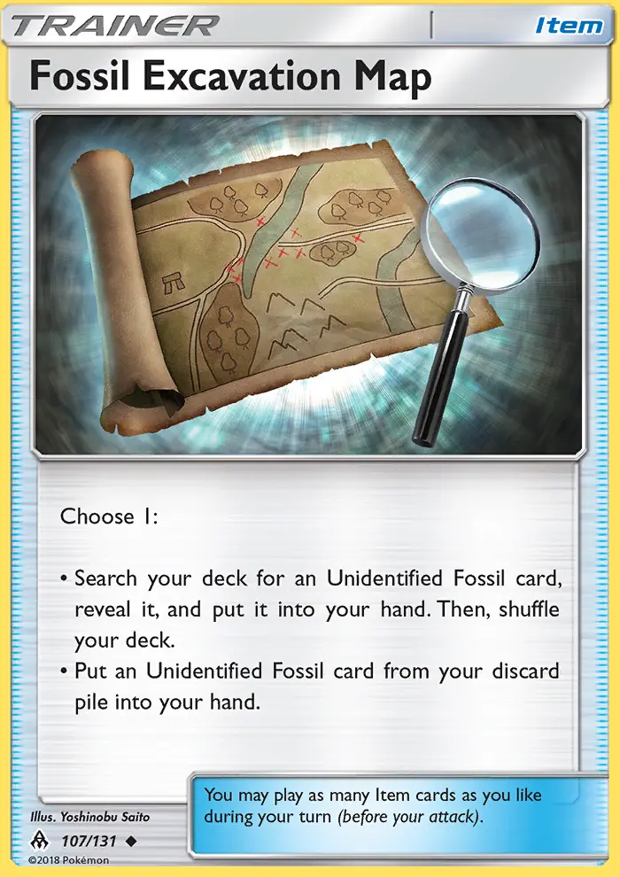 Fossil Excavation Map, Pokémon card