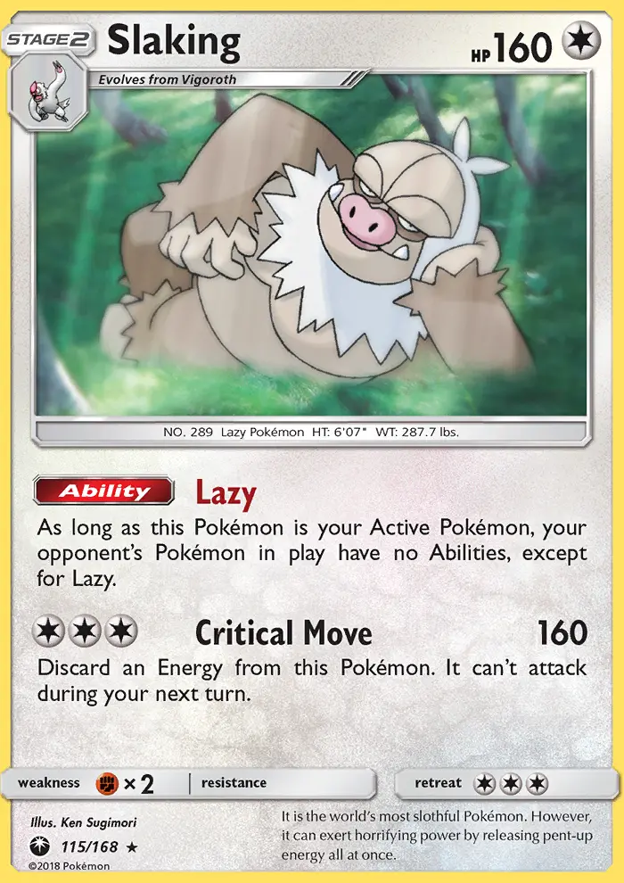 Slaking, Pokémon card