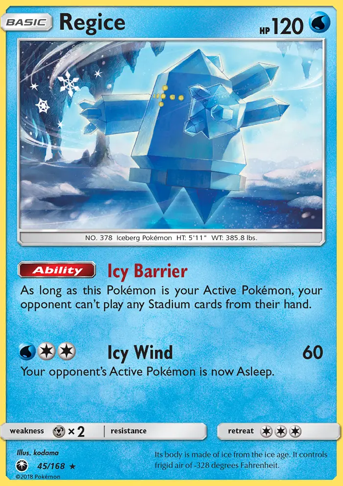 Regice, Pokémon card