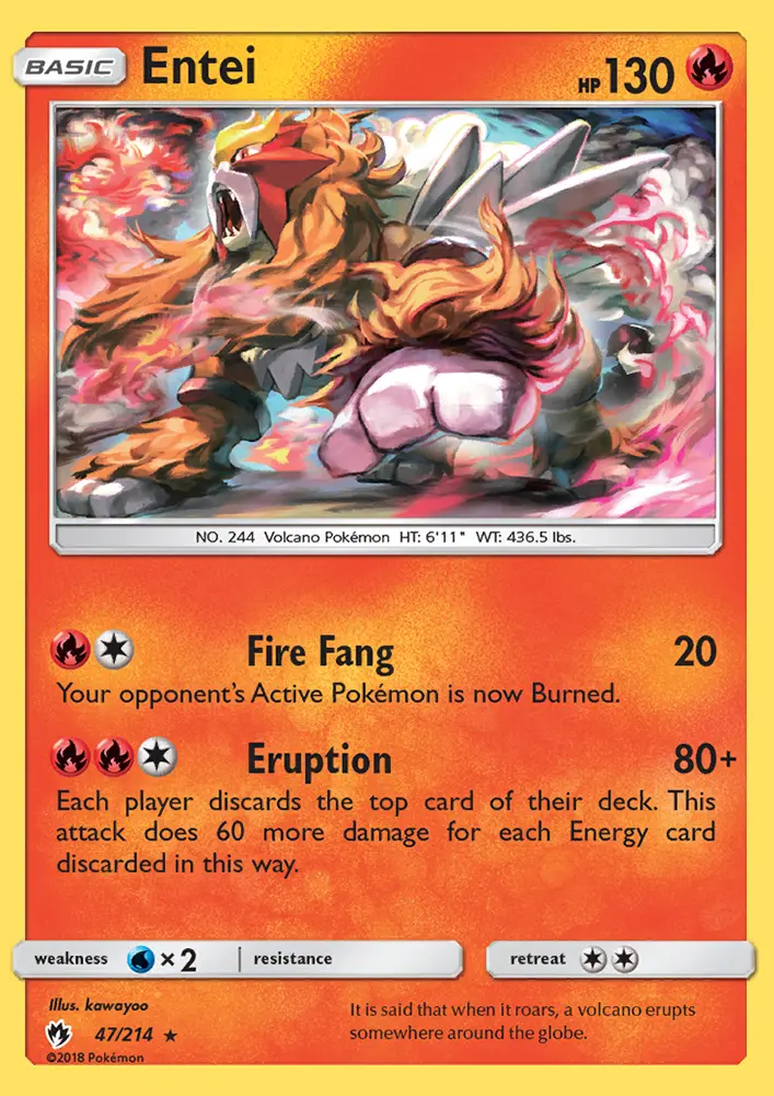 Entei, Pokémon card
