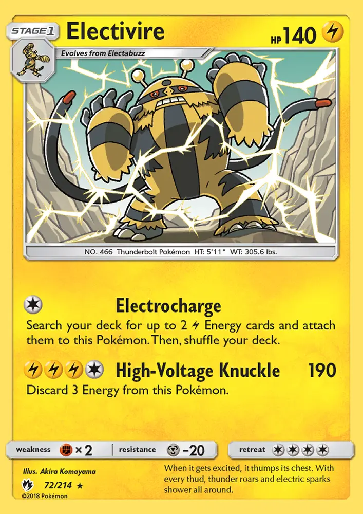 Electivire, Pokémon card