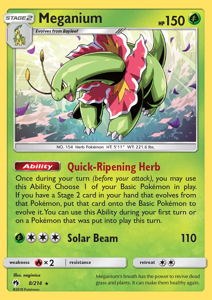 Meganium, Pokémon card