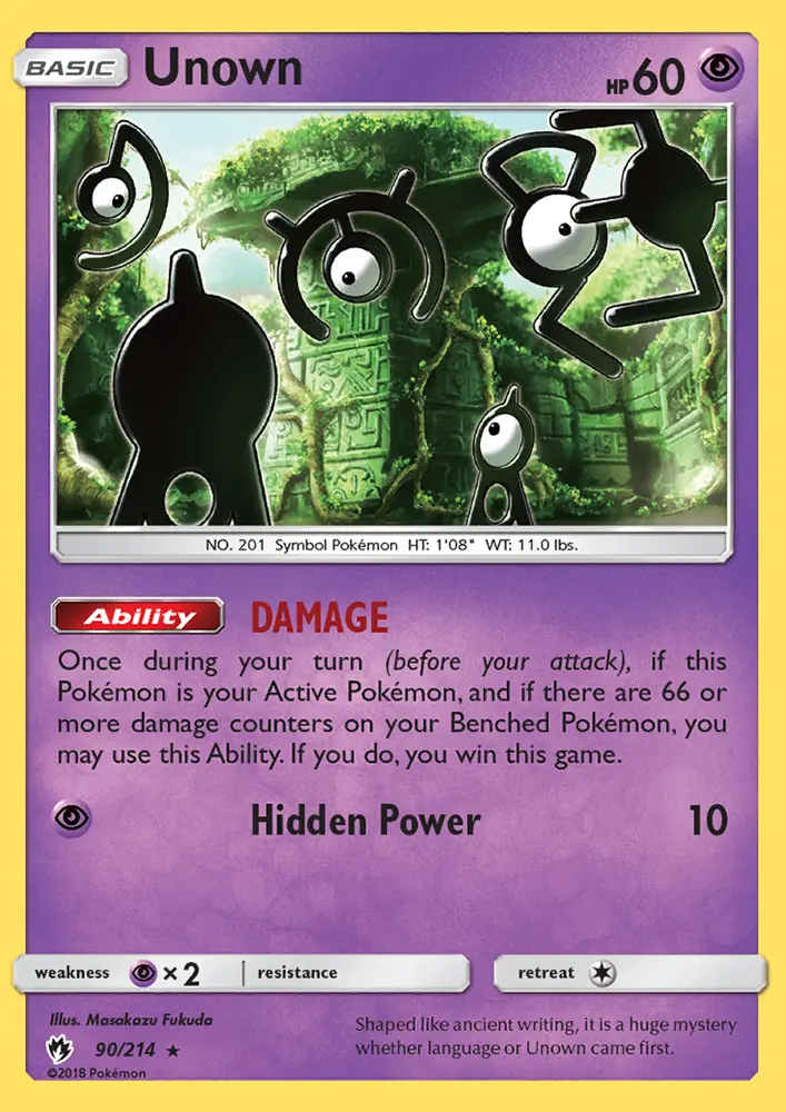 Unown, Pokémon card
