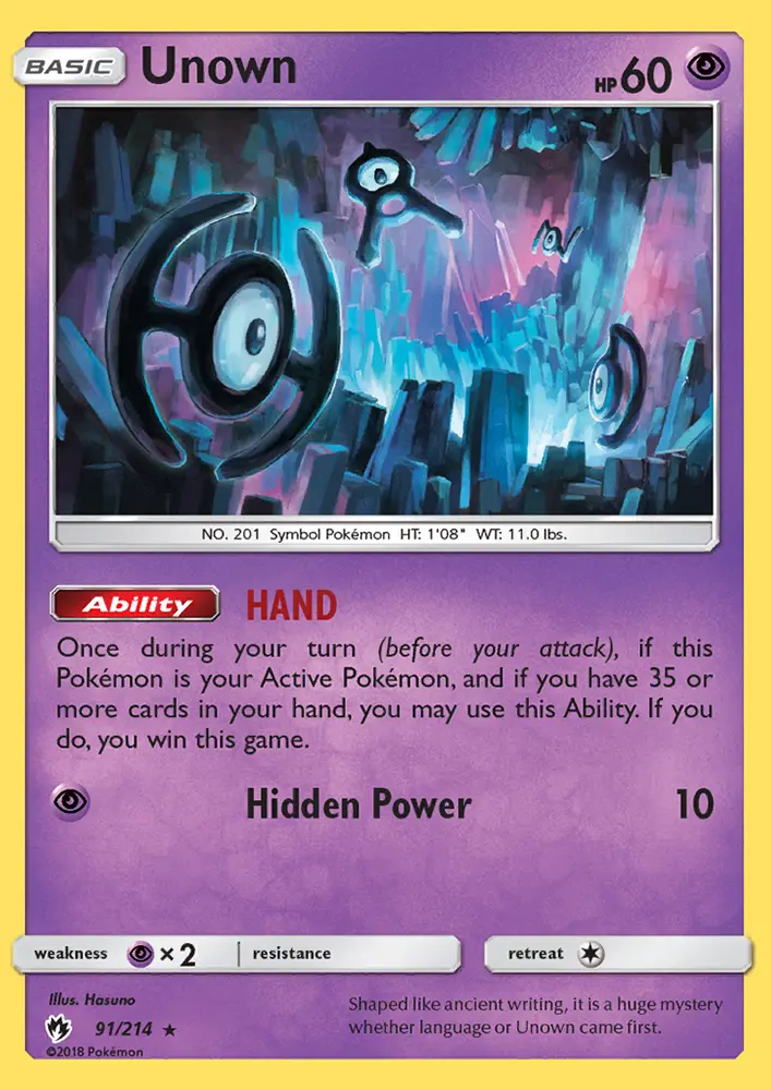 Unown, Pokémon card