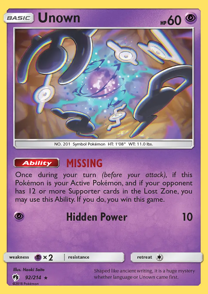Unown, Pokémon card