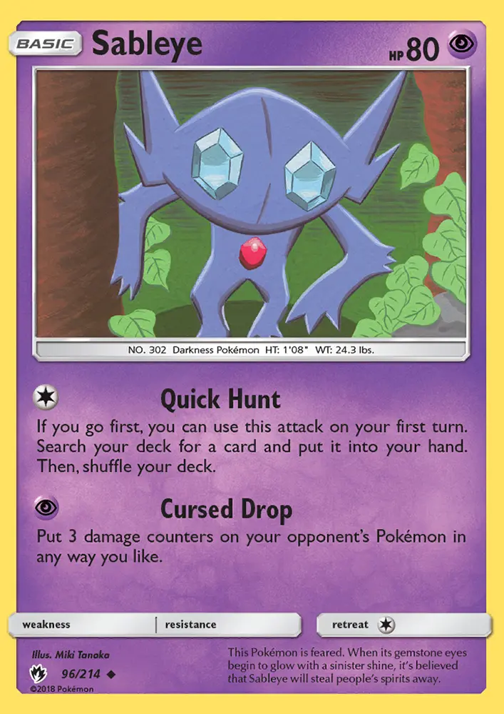 Sableye, Pokémon card