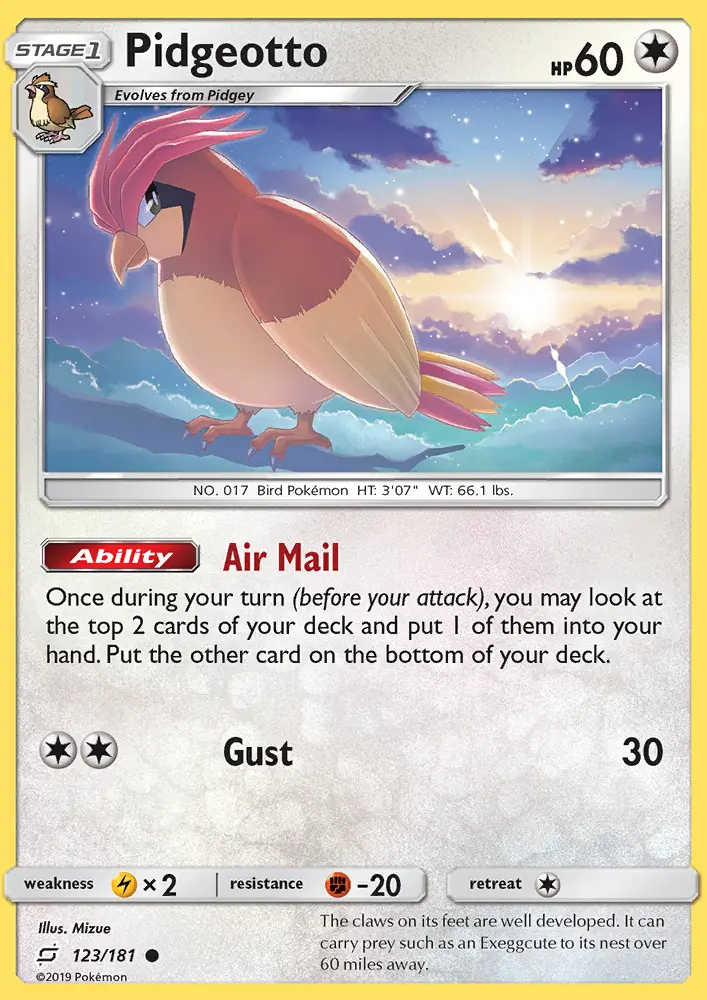 Pidgeotto, Pokémon card