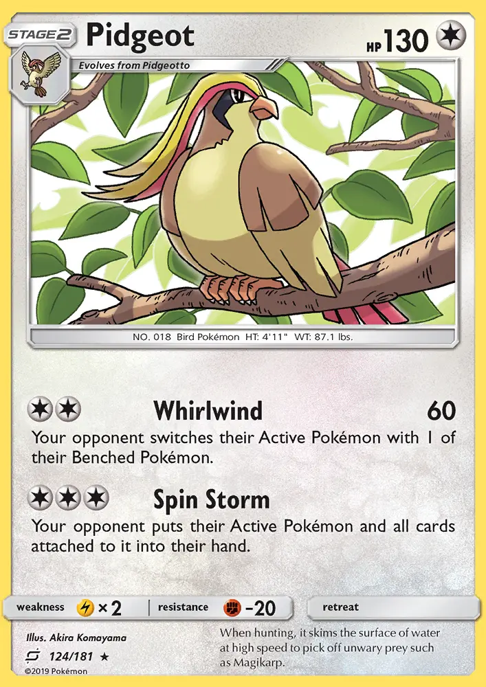 Pidgeot, Pokémon card