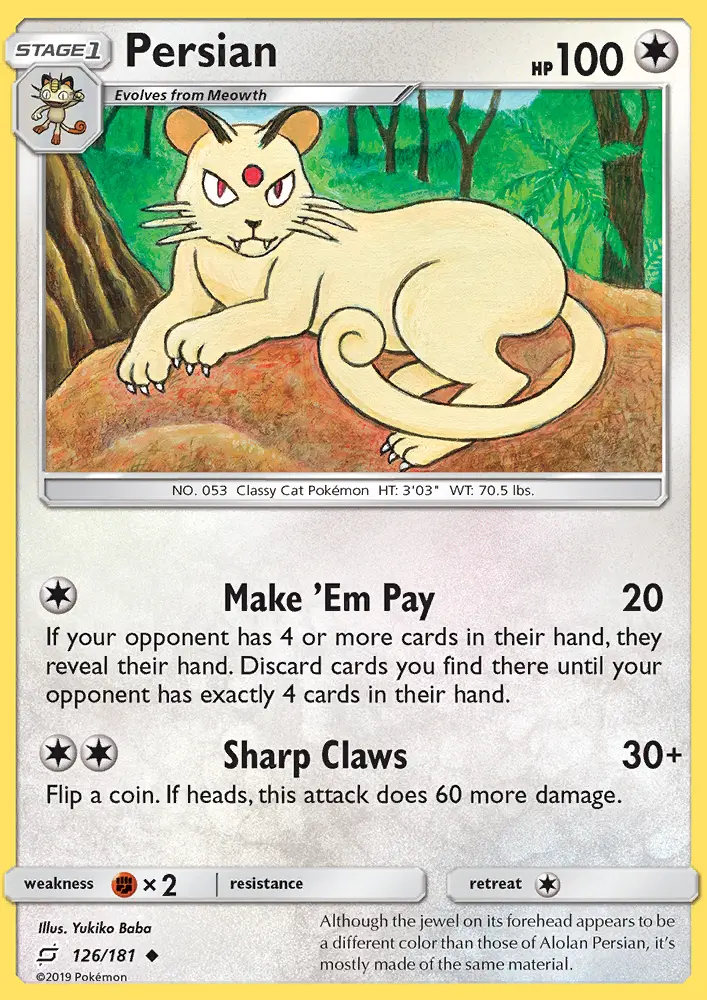 Persian, Pokémon card