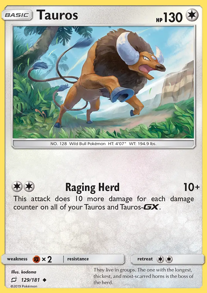 Tauros, Pokémon card