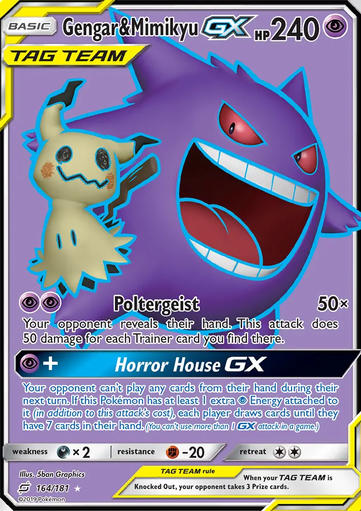 Gengar & Mimikyu GX, Pokémon card
