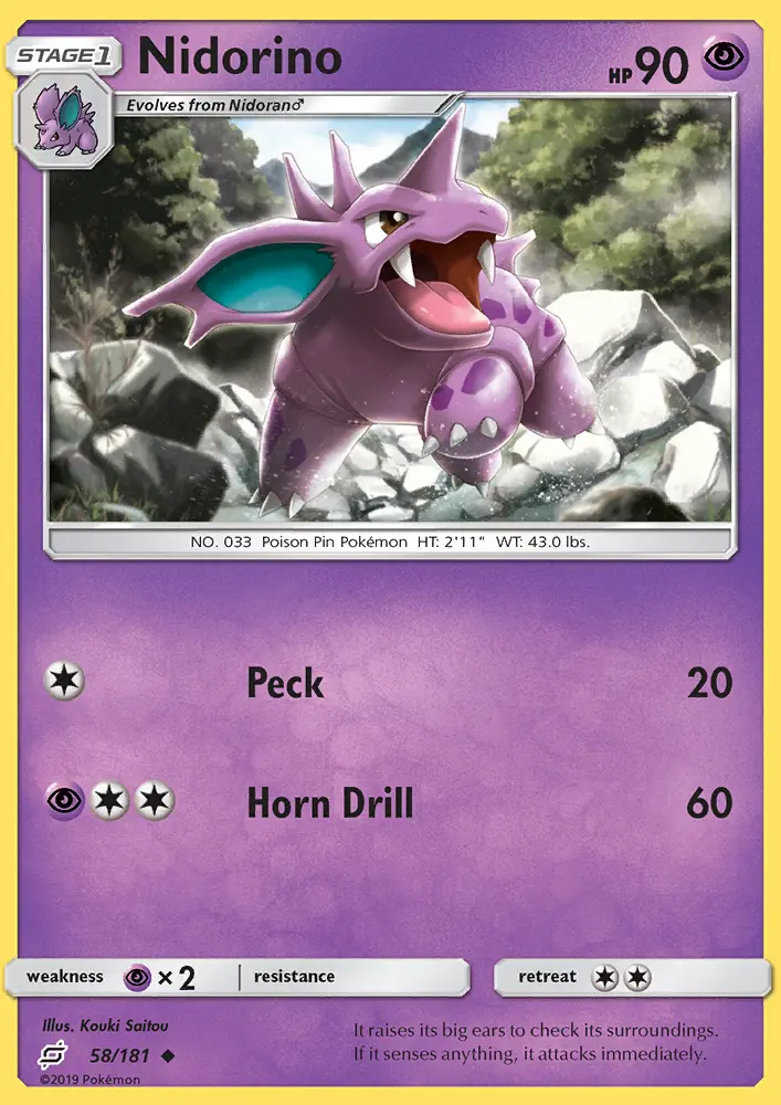 Nidorino, Pokémon card