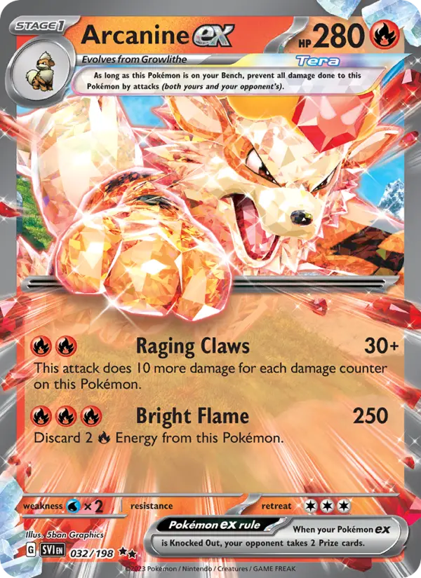 Arcanine ex, Pokémon card