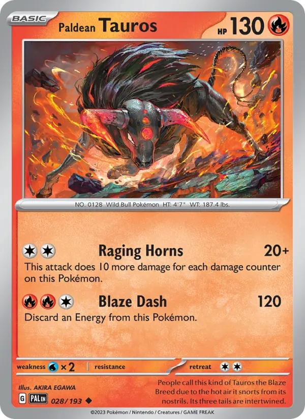 Paldean Tauros, Pokémon card