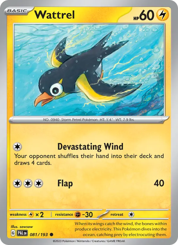 Wattrel, Pokémon card