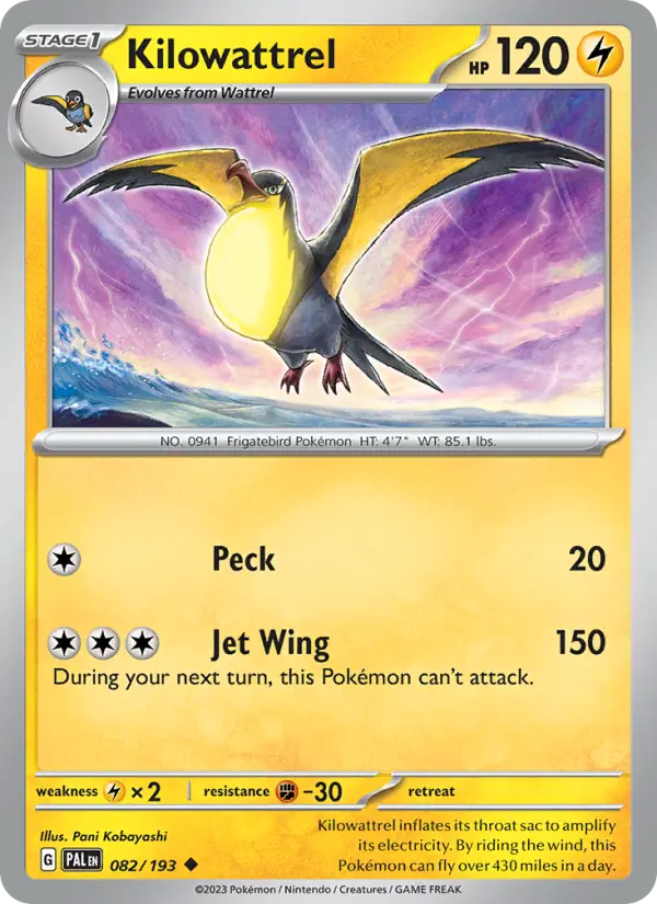 Kilowattrel, Pokémon card