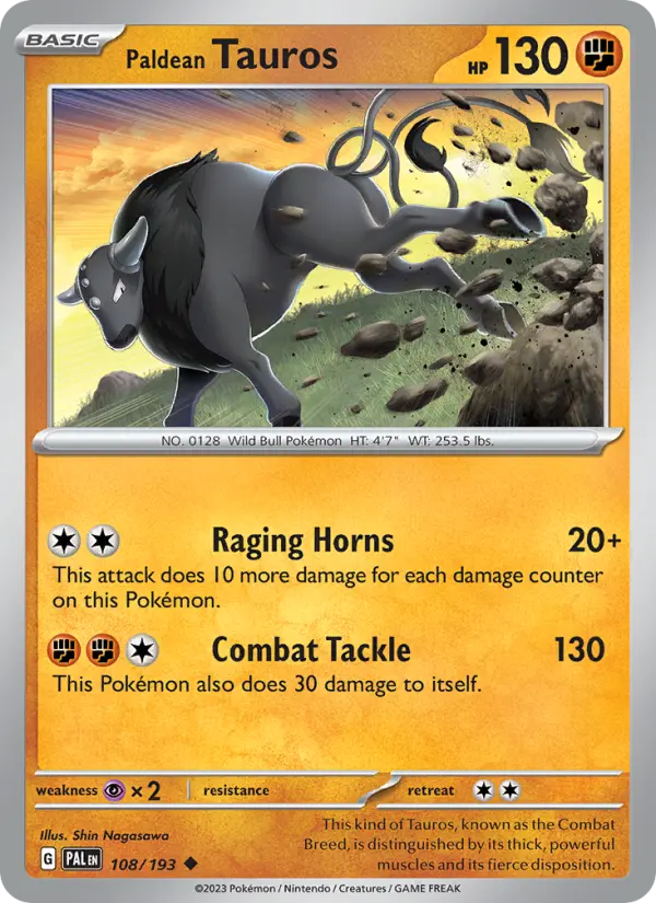 Paldean Tauros, Pokémon card