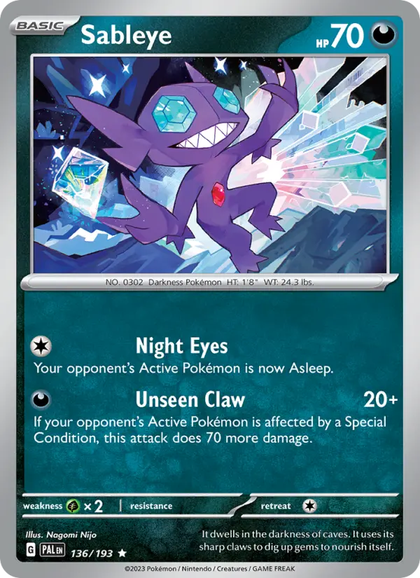 Sableye, Pokémon card