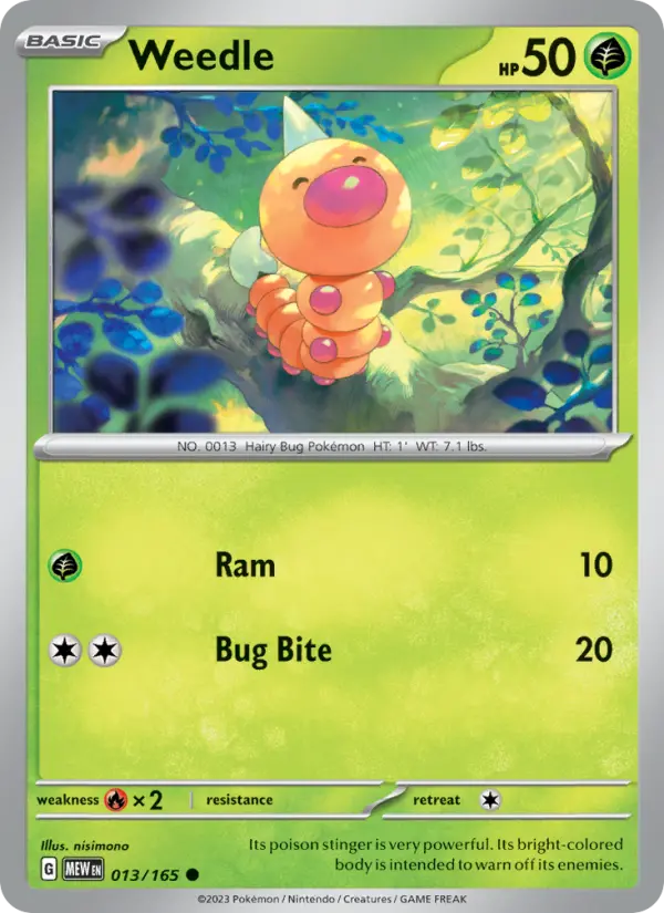 Weedle, Pokémon card