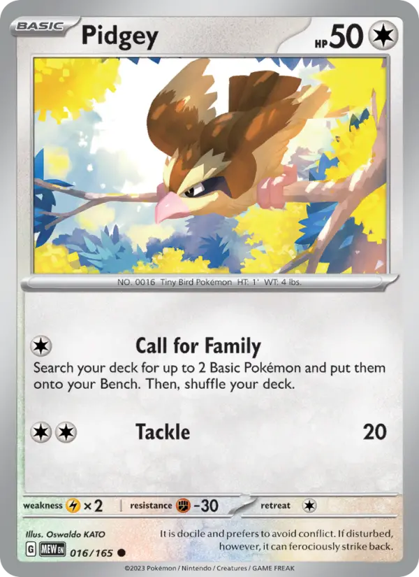 Pidgey, Pokémon card