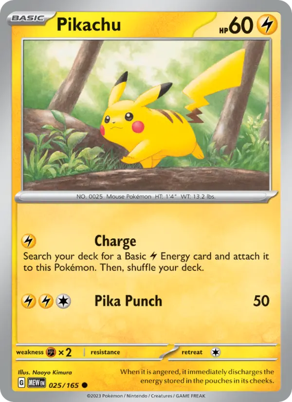 Pikachu, Pokémon card