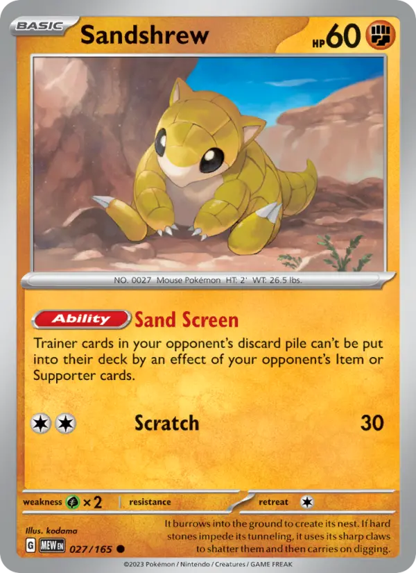 Sandshrew, Pokémon card