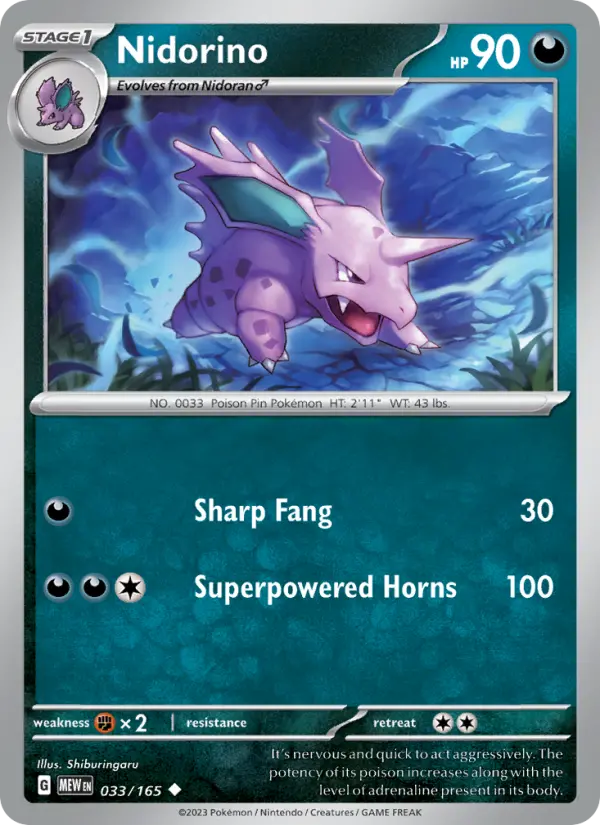 Nidorino, Pokémon card