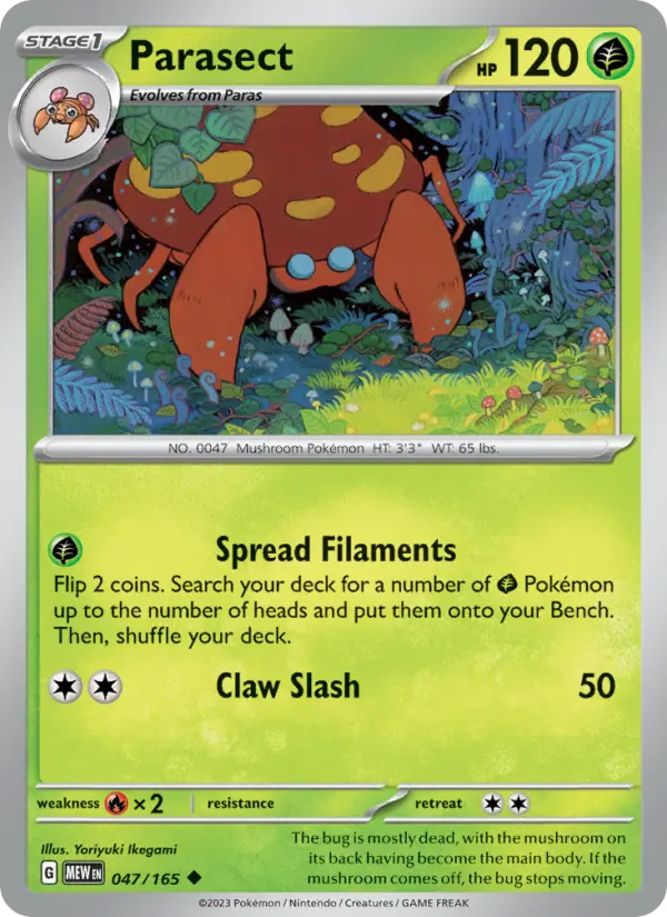 Parasect, Pokémon card