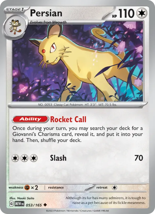 Persian, Pokémon card