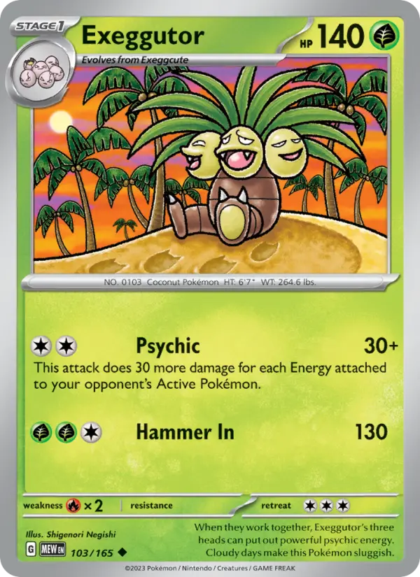 Exeggutor, Pokémon card