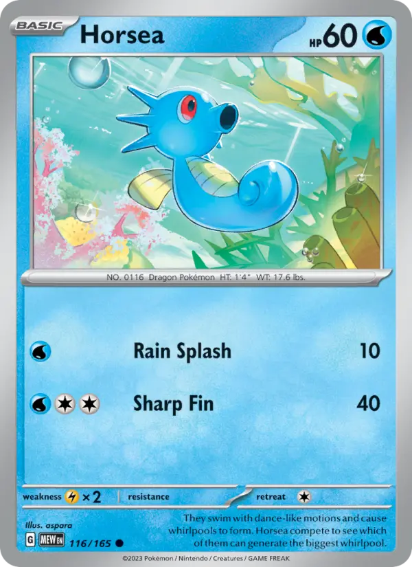 Horsea, Pokémon card